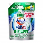 Kao Attack EX Гель для стирки белья с антибактериальным эффектом, аромат зелени, мягкая упаковка 1000 мл