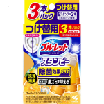 Kobayashi Bluelet Stampy Fresh Cotton Дезодорирующий очиститель-цветок для туалетов с ароматом апельсина, 28 гх3шт (сменный блок)