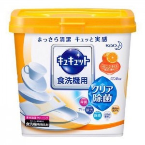 KAO "KyuKyutto" Порошок для посудомоечных машин с дезинфицирующим эффектом лимонной кислоты, с ароматом апельсина, 680 гр