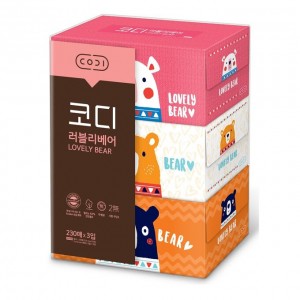 Ssangyong Двухслойные бумажные салфетки «Любимые мишки» 230 шт. (1 пачка)