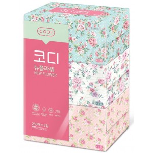 Ssangyong Двухслойные мягкие бумажные салфетки «Розы» 250 шт. (1 пачка)
