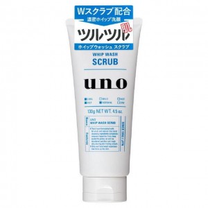 Shiseido Uno Освежающая чёрная мужская пенка-скраб для умывания, 130 гр