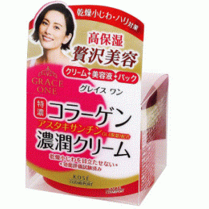 KOSE Grace One Perfect Cream Омолаживающий и питательный крем для ухода за зрелой кожей лица с нежным ароматом розы, 100г