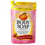 NIHON Крем-мыло для тела "Wins Body Soap peach" с экстрактом листьев персика и богатым ароматом, 400 мл