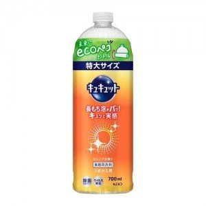 KAO "CuCute" Natural Средство для мытья посуды и раковин от стойких загрязнений с лимонной кислотой, мгновенное смывание, аромат апельсина, 700 мл