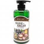 3W CLINIC Шампунь для волос АРГАНОВОЕ МАСЛО/ОЛИВА Olive&Argan 2in1, 500 мл