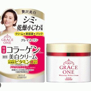 KOSE COSMEPORT "Grace One" Антивозрастной крем для лица c отбеливающим эффектом и витамином С, 3 в 1 после 50 лет, 100 гр