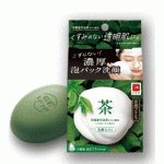 COW SHIZEN GOKOCHI Очищающее мыло для лица с экстрактом зеленого чая, гиалуроновой кислотой, коллагеном и скваланом, с сеточкой, 80 гр