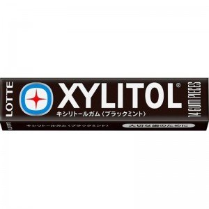 Lotte Xylitol Жевательная резинка чёрная мята, 14 шт